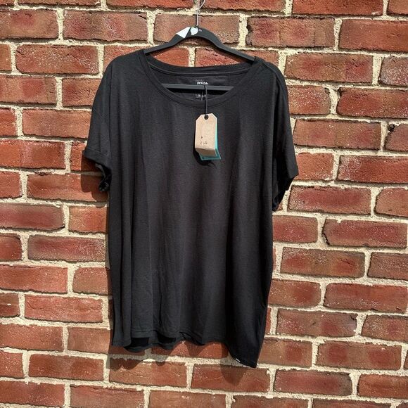 prAna $49 Women's Hemp Cozy Up T-Shirt Black Plus size 3X NEW - Picture 3 of 4